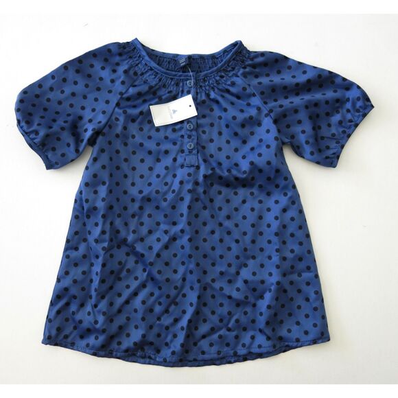 GAP Other - NEW Baby Gap kids girls 4 5 XS blue satin black polka dot top shirt blouse swing